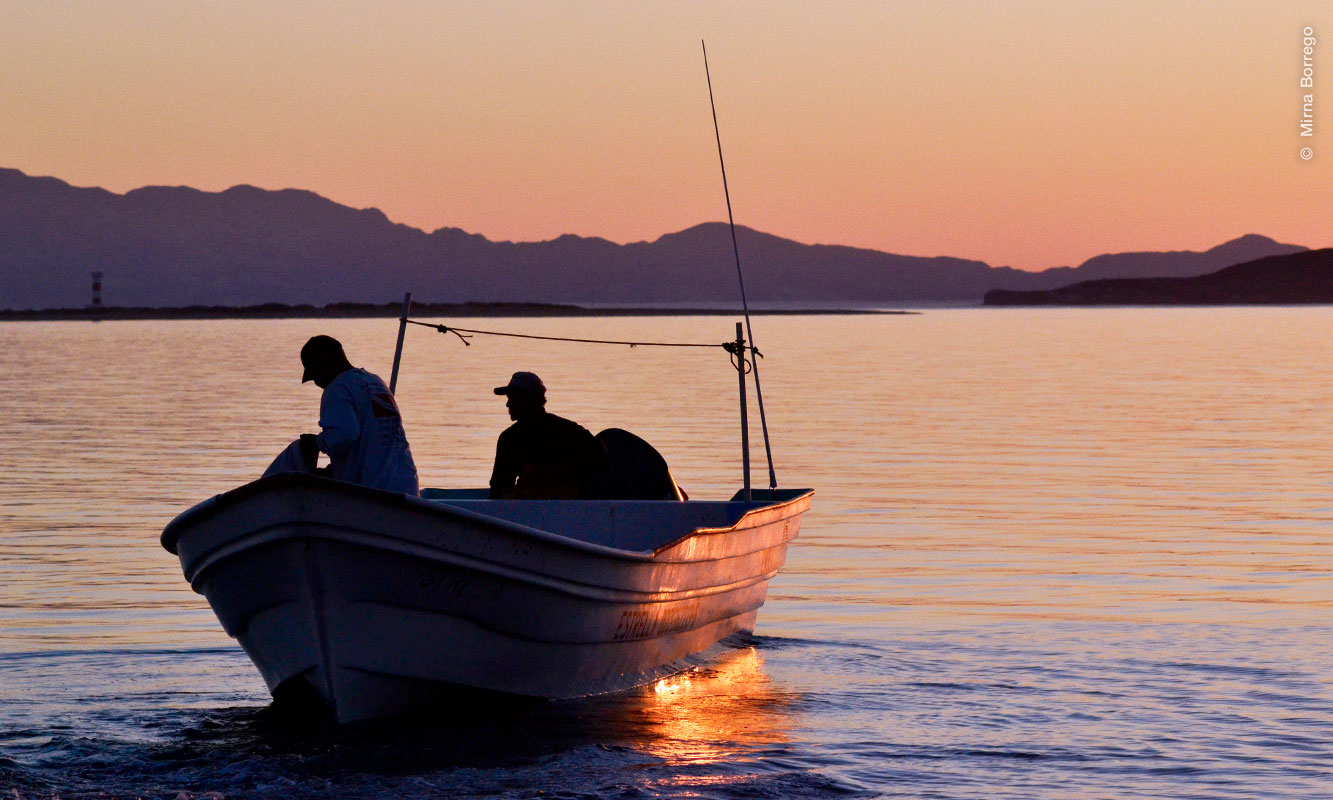 Atardecer con pescadores en Bahía de Los Ángeles