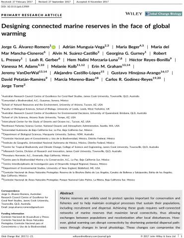 Designing connected marine reserves in the face of global warming