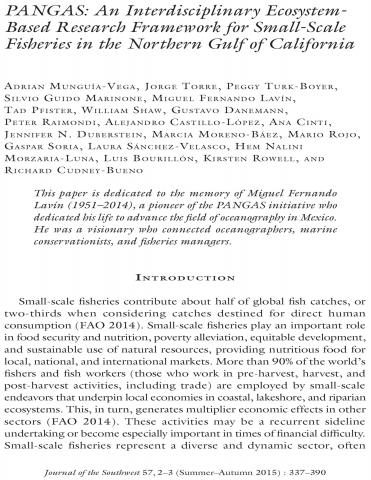PANGAS: An Interdisciplinary Ecosystem- Based Research Framework for Small-Scale Fisheries in the Northern Gulf of Californ
