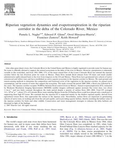 Riparian vegetation dynamics and evapotranspiration in the riparian corridor in the delta of the Colorado River, Mexico
