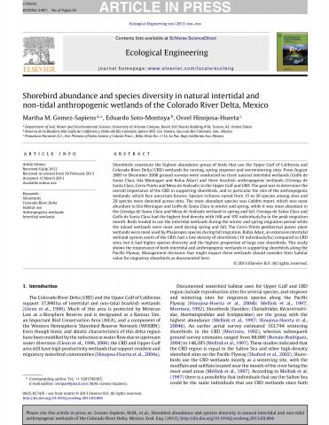 Shorebird abundance and species diversity in natural intertidal andnon-tidal anthropogenic wetlands of the Colorado River Delta, Mexico