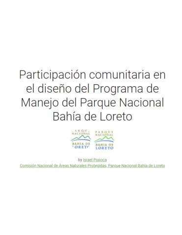 Portada Participación comunitaria en el diseño del Programa de Manejo del Parque Nacional Bahía de Loreto