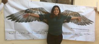 Student on migratory bird wings